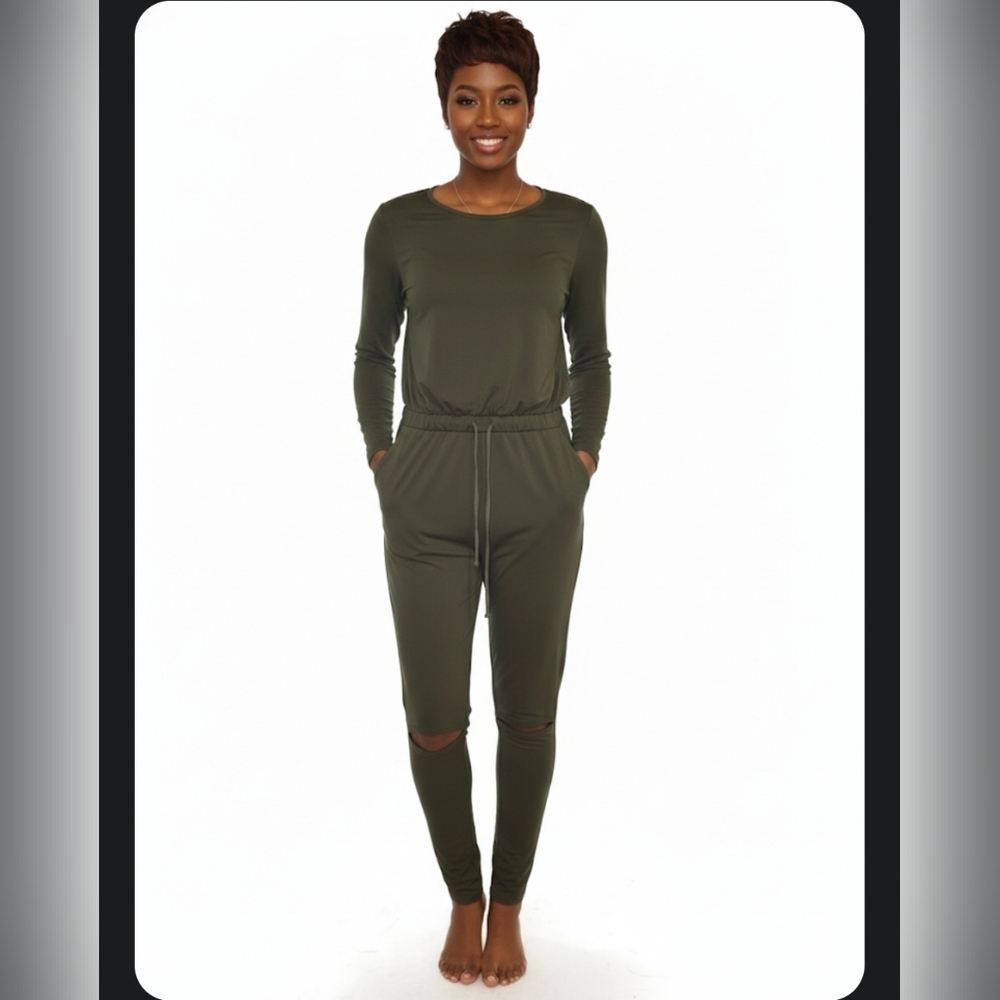 Fashion Nova Olive On The Run Jumpsuit